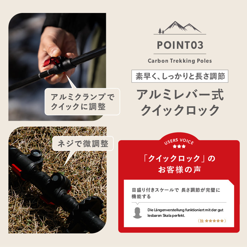 カーボン トレッキング ポール 超軽量 193g 2本セット 62–135cm無段階調整 コンパクト